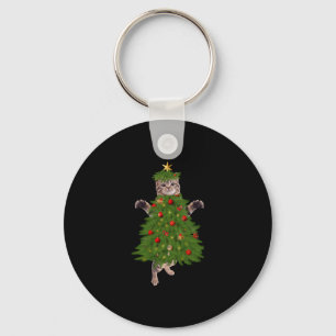 Kat kerstboom sleutelhanger