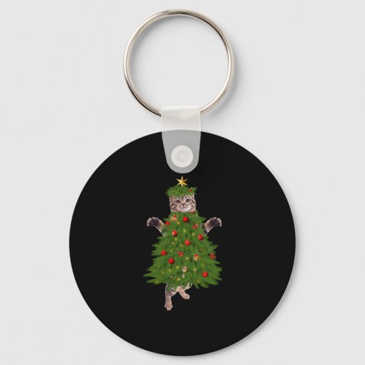 Kat kerstboom sleutelhanger (Voorkant)