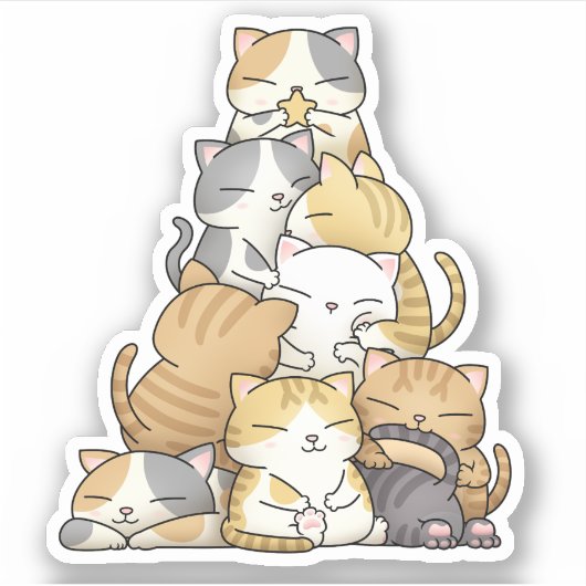 Kat kerstboom sticker (Voorkant)