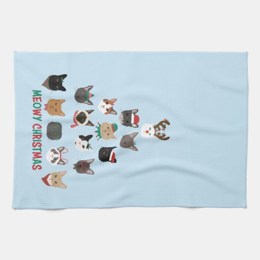 Kat kerstboom theedoek (Horizontaal)