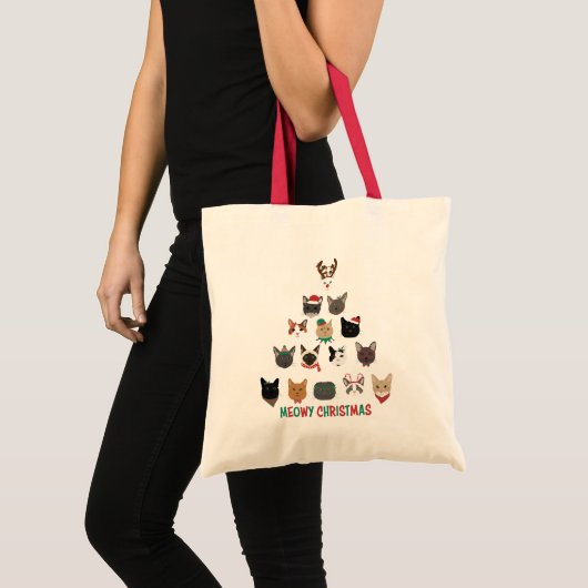 Kat kerstboom tote bag (Voorkant (product))