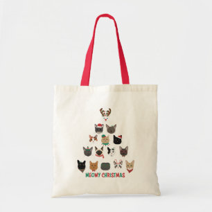Kat kerstboom tote bag