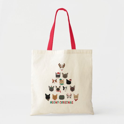 Kat kerstboom tote bag (Voorkant)