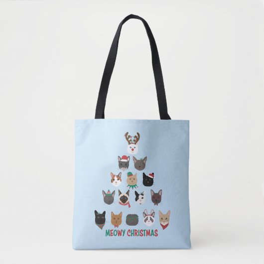 Kat kerstboom tote bag (Voorkant)