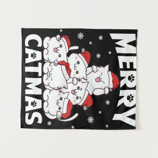 Kat kerstboom wandkleed (Voorkant (horizontaal))