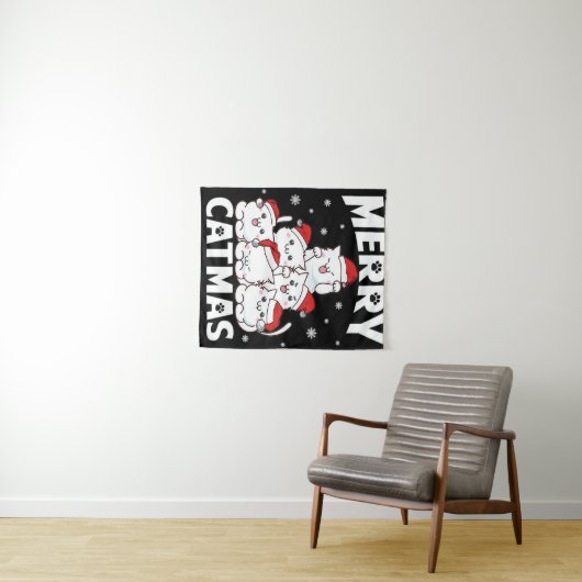 Kat kerstboom wandkleed (In Situ (horizontaal))