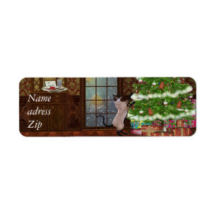 Kat-kerstboomadriemlabels Etiket