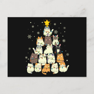 Kat kerstboomgeschenk, katten overkleuring briefkaart