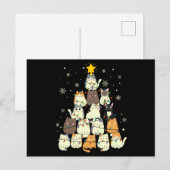 Kat kerstboomgeschenk, katten overkleuring briefkaart (Voorkant / Achterkant)