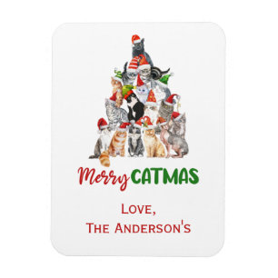 Kat kerstboomkat kerstmis met kerstmis Kaart Magneet