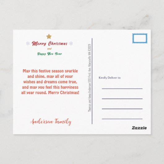 Kat kerstBriefkaart Briefkaart (Achterkant)