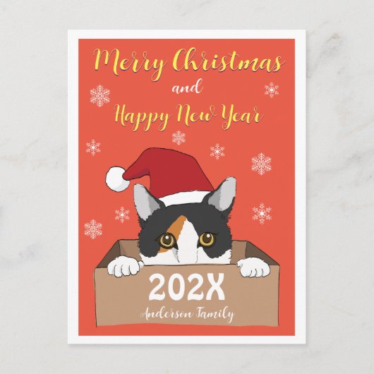 Kat kerstBriefkaart Briefkaart (Voorkant)