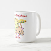 Kat kerstcadeau, gepersonaliseerde naam koffiemok (Voorkant rechts)