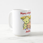 Kat kerstcadeau, gepersonaliseerde naam koffiemok (Voorkant links)