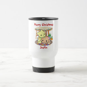 Kat kerstcadeau, gepersonaliseerde naam reisbeker