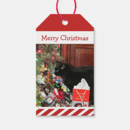 Kat kerstcadeautjes Labels Cadeaulabel