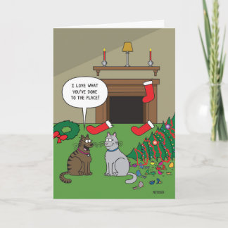 Kat kerstdecor kaart