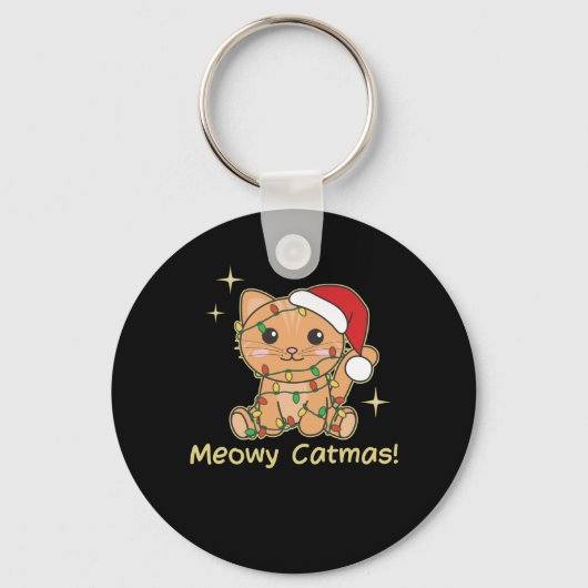 Kat-kerstdieren Cute Cats Meowmas Sleutelhanger (Voorkant)
