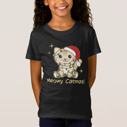 Kat-kerstdieren Cute Cats Meowmas T-shirt (Voorkant)