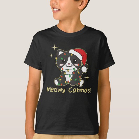 Kat-kerstdieren Cute Cats Meowmas T-shirt (Voorkant)