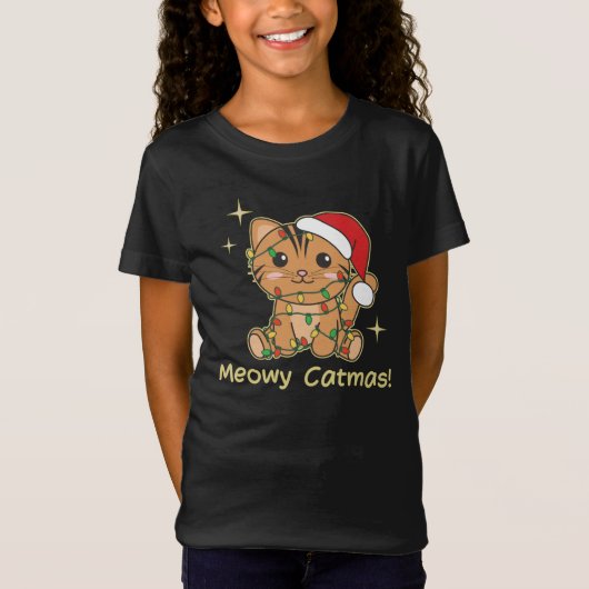 Kat-kerstdieren Cute Cats Meowmas T-shirt (Voorkant)