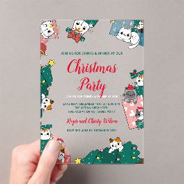 Kat Kerstfeest Acryl Uitnodigingen