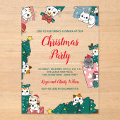 Kat Kerstfeest Acryl Uitnodigingen (Voorkant)