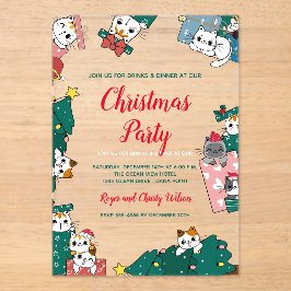 Kat Kerstfeest Acryl Uitnodigingen