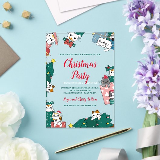 Kat Kerstfeest Acryl Uitnodigingen (Insitu (Huwelijk))