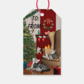 Kat-kerstfeest Cadeaulabel (Voorkant)