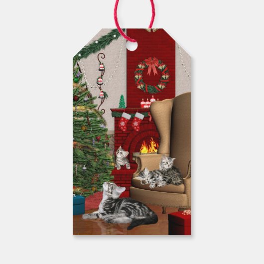 Kat-kerstfeest Cadeaulabel (Achterkant)