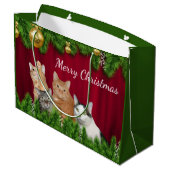 Kat-kerstfeest Large Cadeautasje (Achterkant Gekanteld)