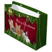 Kat-kerstfeest Large Cadeautasje (Voorkant Gekanteld)