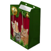 Kat-kerstfeest Medium Cadeauzakje (Achterkant Gekanteld)