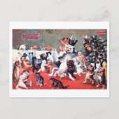 Kat-kerstfeest met Kittens, Louis Wain Postc Briefkaart (Voorkant)