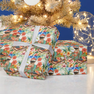 Kat Kerstfeest voor Kerstmis in juli Cadeaupapier