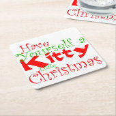 Kat kerstfeestdag Onderzetter (Schuin)