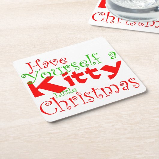 Kat kerstfeestdag Onderzetter (Schuin)