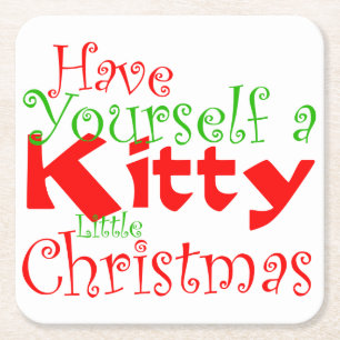 Kat kerstfeestdag Onderzetter