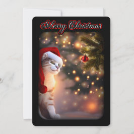 Kat-kerstfeestdag ornamay Xmas Boom sneeuw Kaart