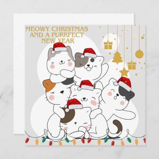 Kat kerstkaart (Voorkant / Achterkant)