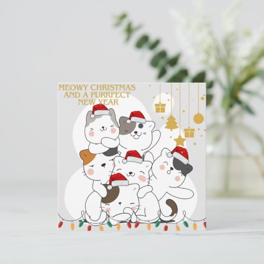 Kat kerstkaart (Staand voorkant)