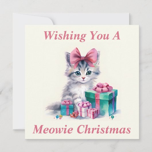 Kat kerstkaart bedankkaart (Voorkant)