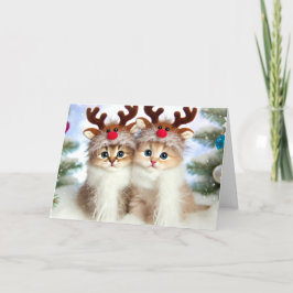 Kat kerstkaart feestdagen kaart