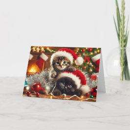 Kat kerstkaart feestdagen kaart