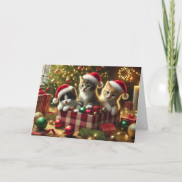 Kat kerstkaart feestdagen kaart