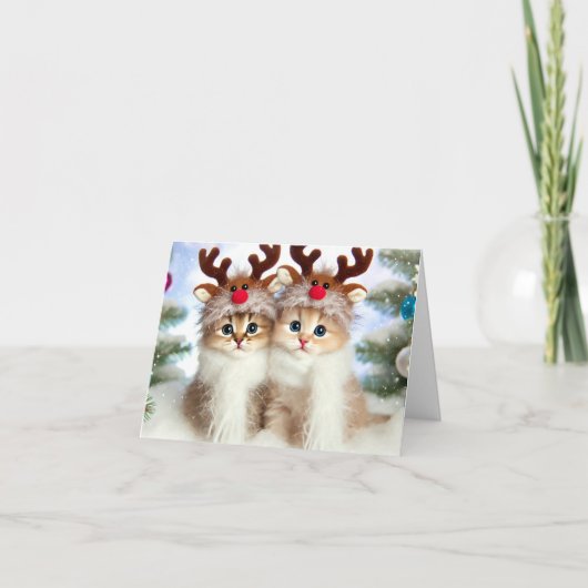 Kat kerstkaart feestdagen kaart (Voorkant)