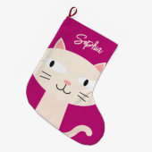 KAT KERSTKOUS, SCHATTIGEE FRAMBOOS KLEUR GROTE KERSTSOK (Voorkant (Hangend))