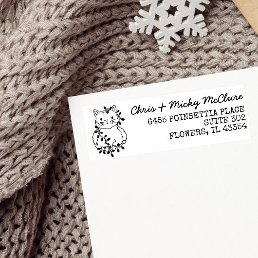 Kat-kerstlampje Terug Adres label