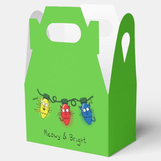 Kat-kerstlampjes Funny Meowy en Bright Bedankdoosjes (Geopend)